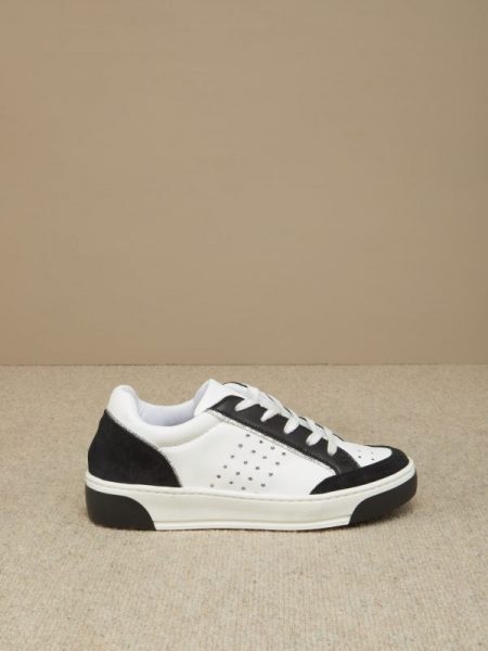 Sneakers pelle bianca-nera
